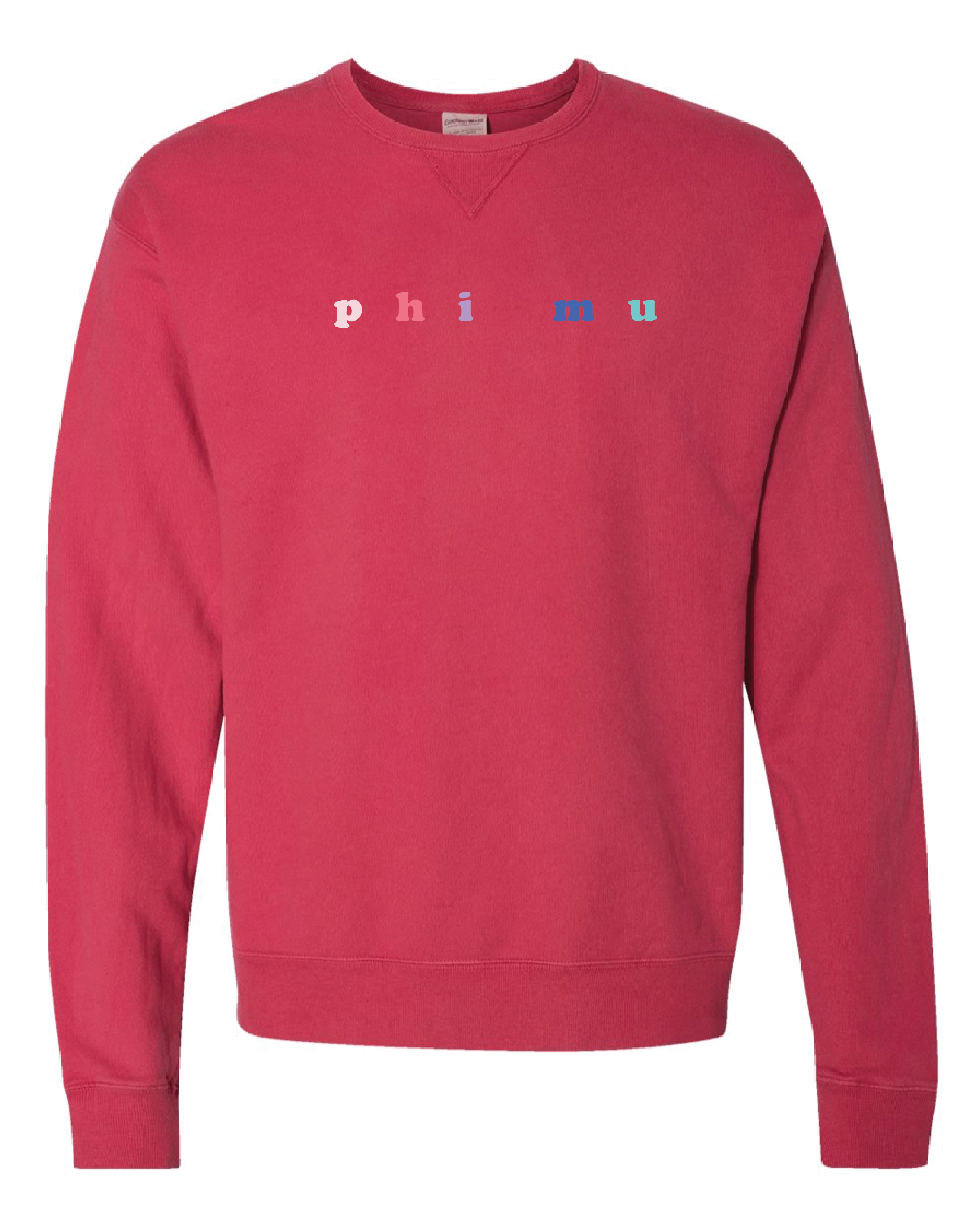 Phi Mu Bubble Letter Rainbow Crewneck