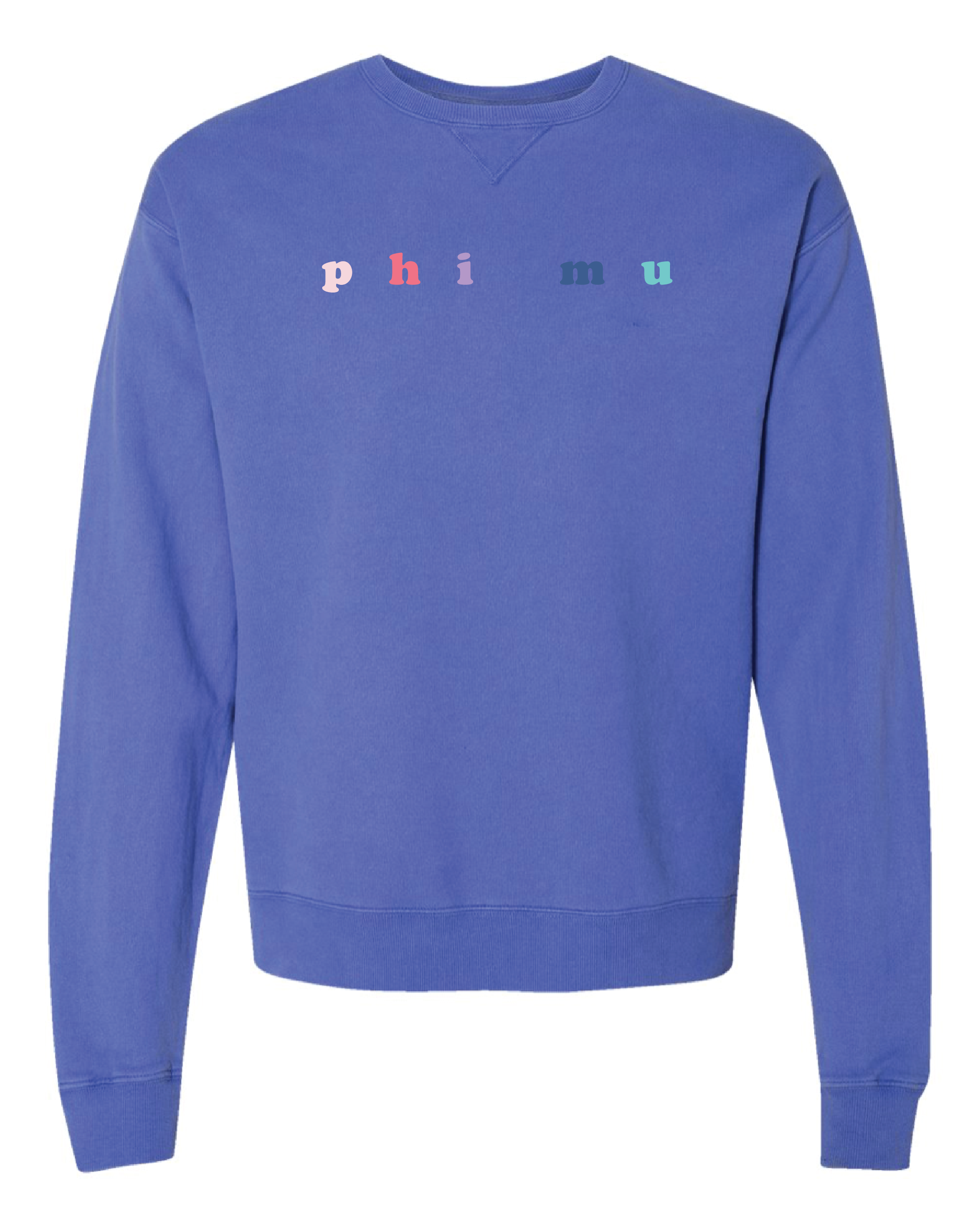 Phi Mu Bubble Letter Rainbow Crewneck