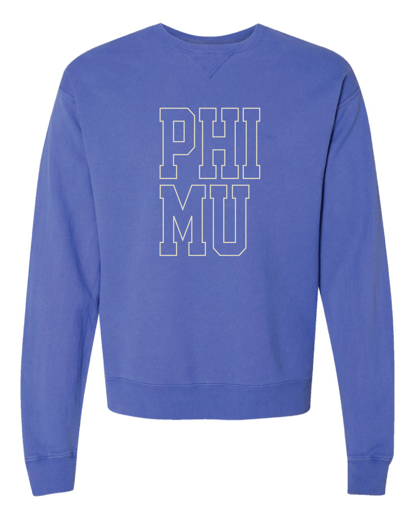 Phi Mu Block Letter Embroidered Crewneck