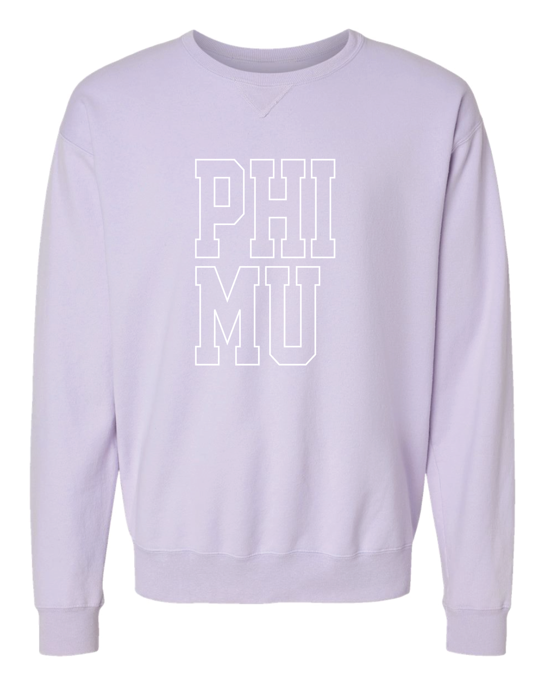 Phi Mu Block Letter Embroidered Crewneck
