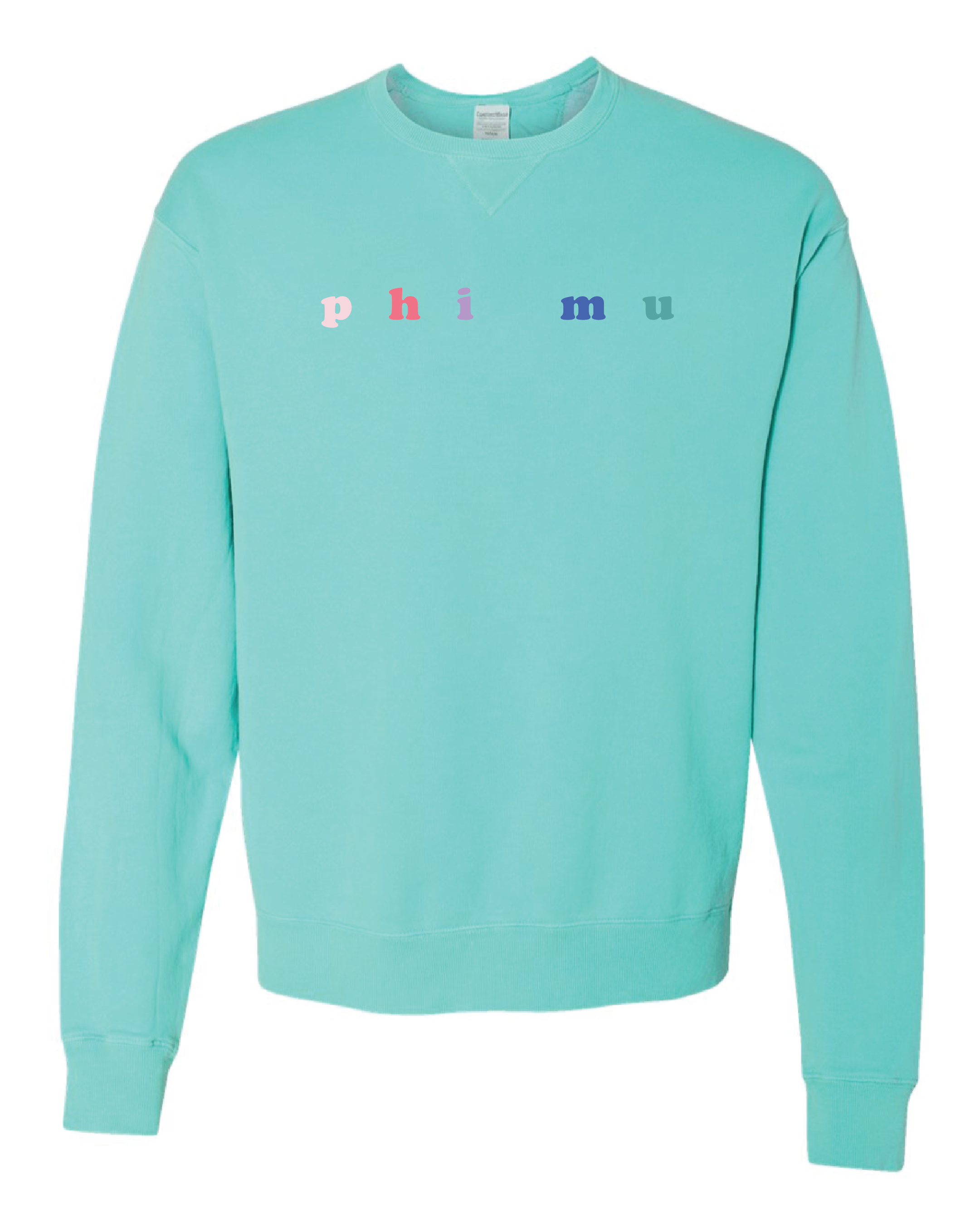 Phi Mu Bubble Letter Rainbow Crewneck