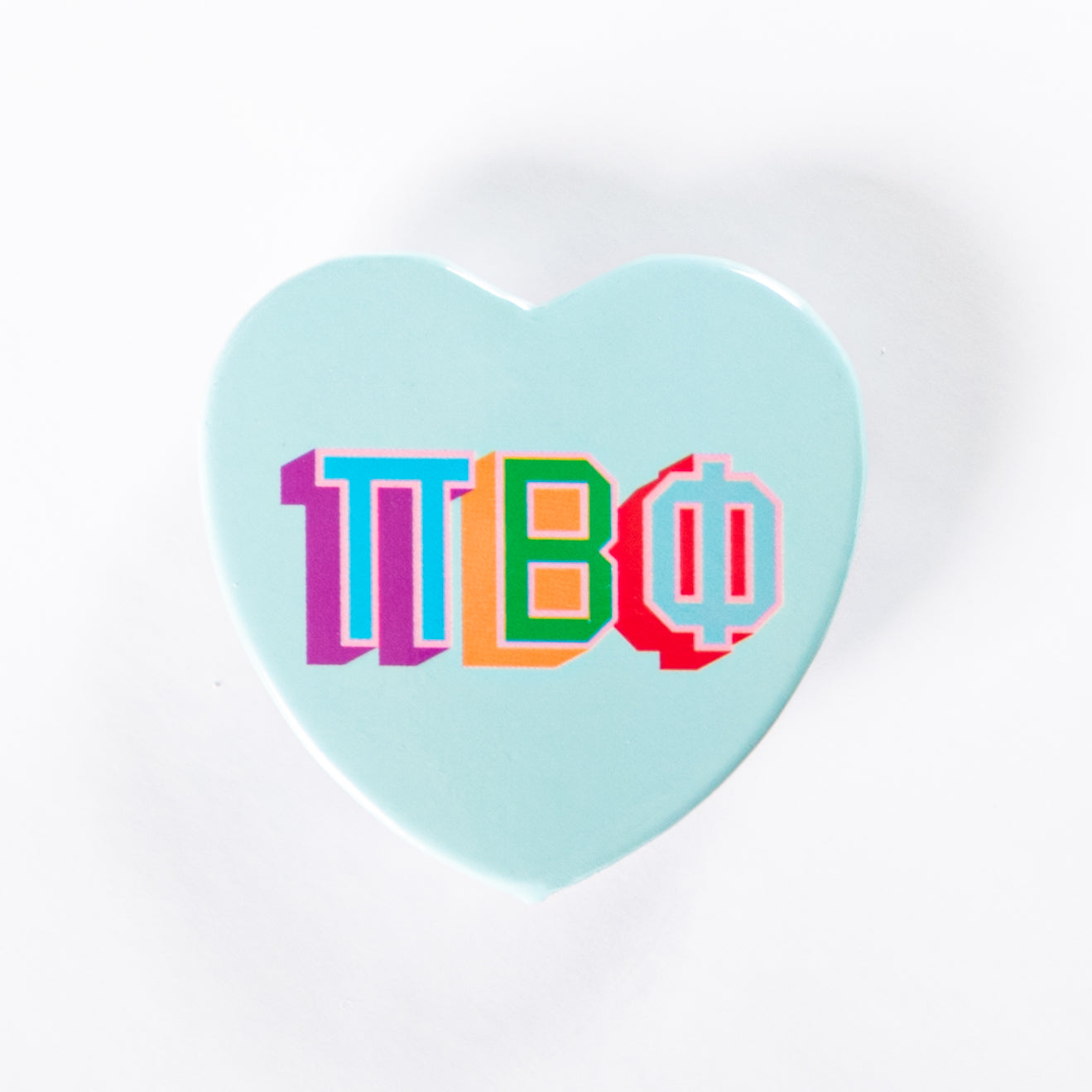 Pi Beta Phi Block Print Heart Button