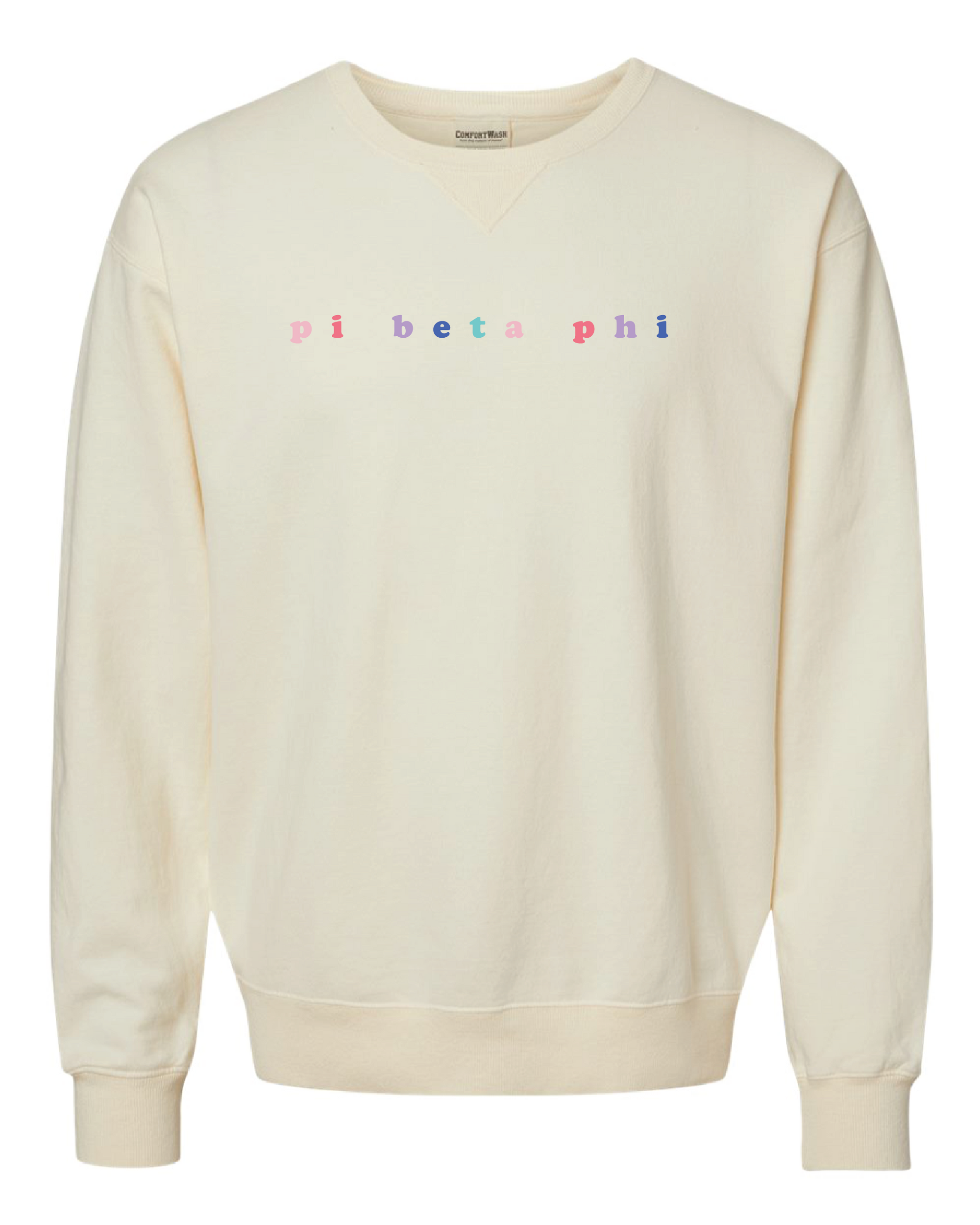Pi Phi Bubble Letter Rainbow Crewneck