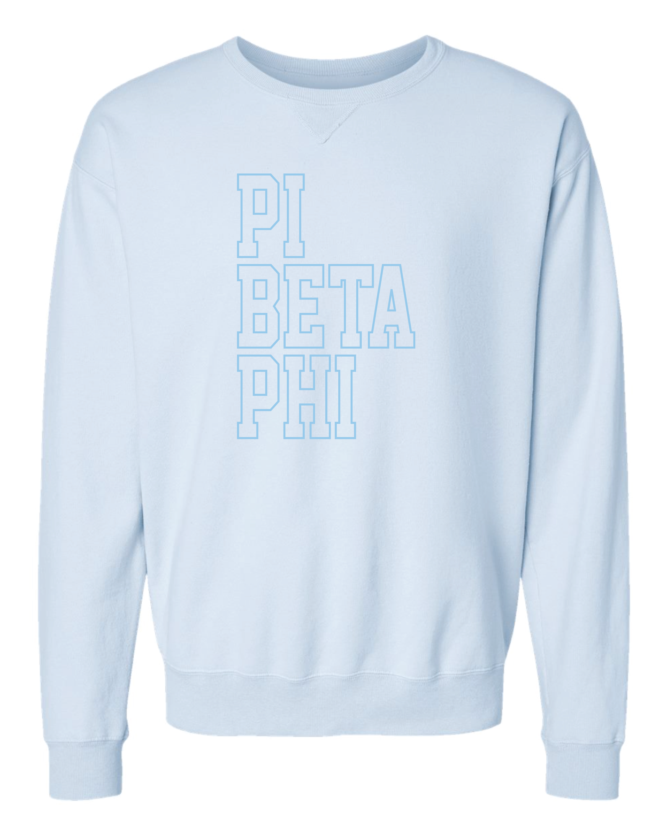 Pi Phi Block Letter Embroidered Crewneck