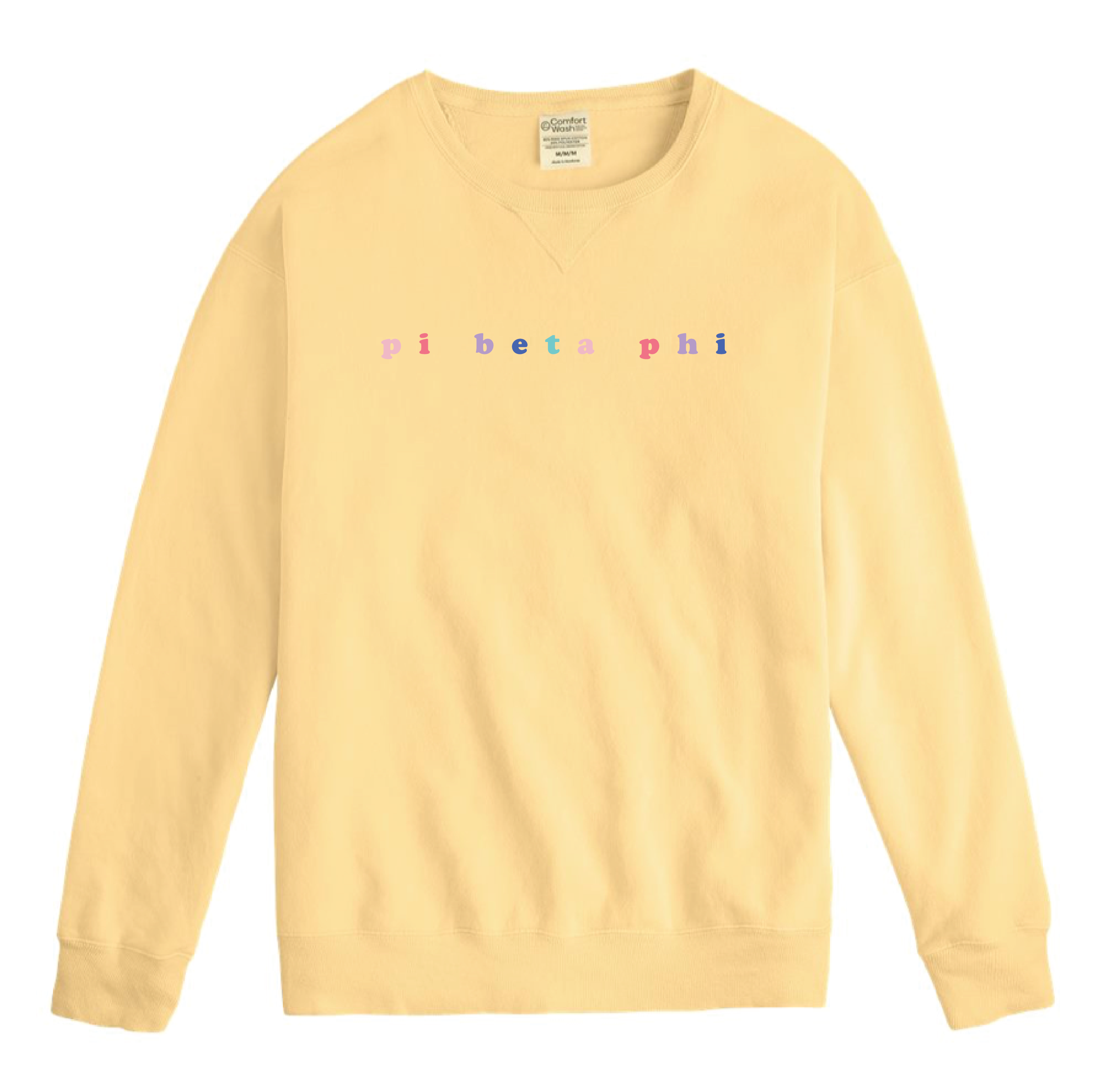 Pi Phi Bubble Letter Rainbow Crewneck