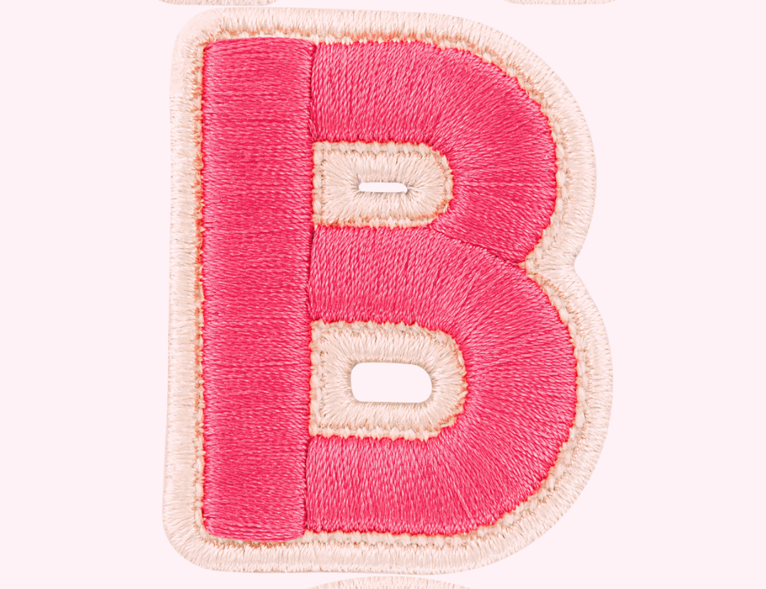 Bubblegum Rolled Embroidery Letter Patch