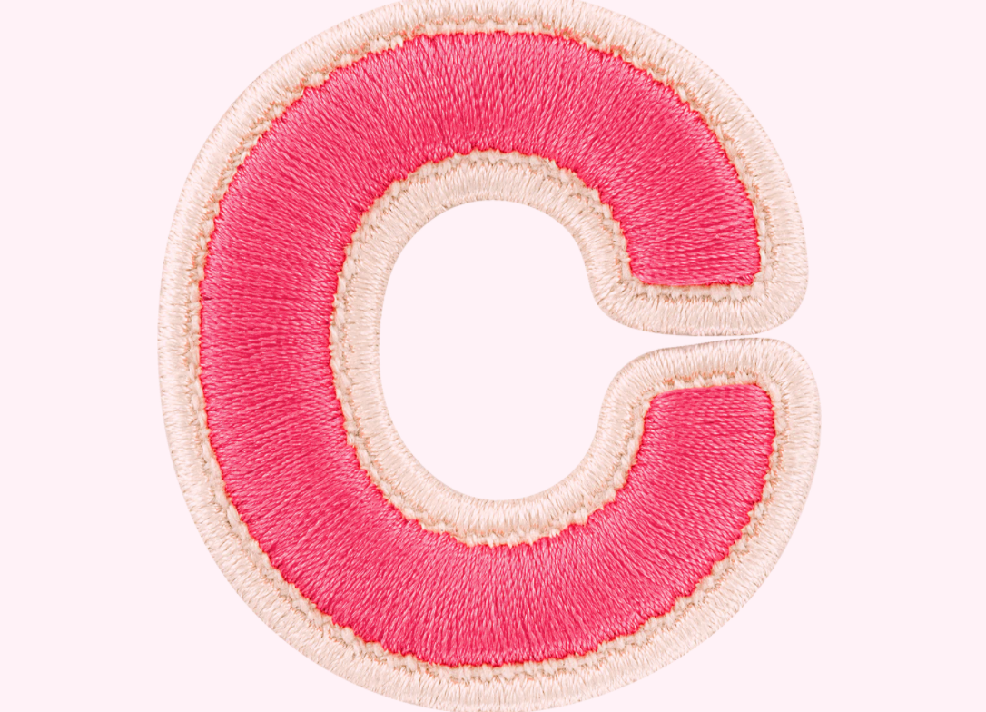 Bubblegum Rolled Embroidery Letter Patch