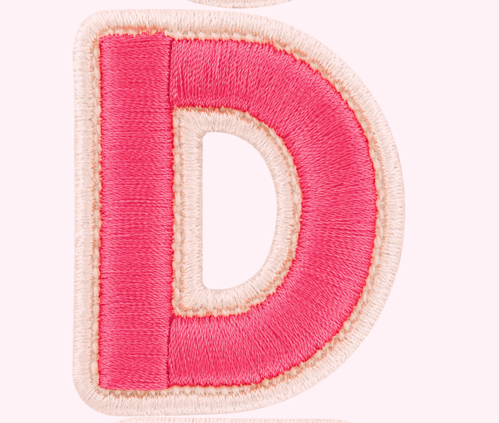 Bubblegum Rolled Embroidery Letter Patch