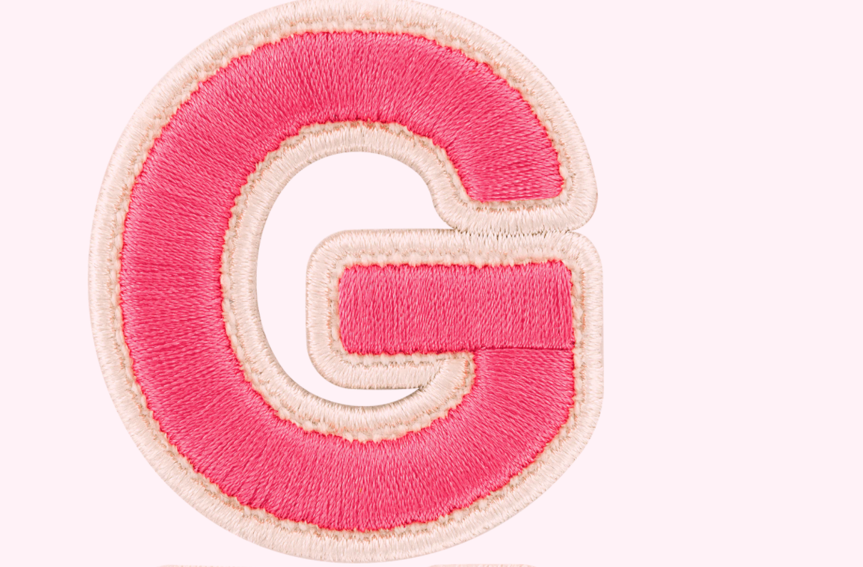 Bubblegum Rolled Embroidery Letter Patch