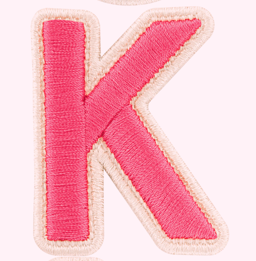 Bubblegum Rolled Embroidery Letter Patch