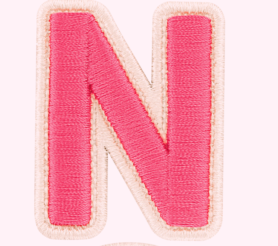 Bubblegum Rolled Embroidery Letter Patch