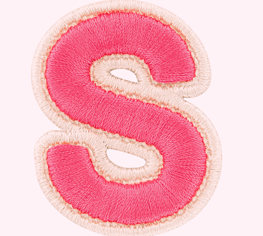 Bubblegum Rolled Embroidery Letter Patch