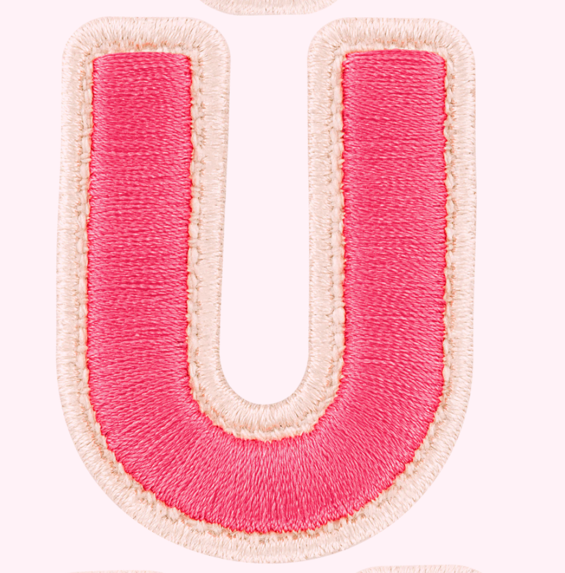 Bubblegum Rolled Embroidery Letter Patch