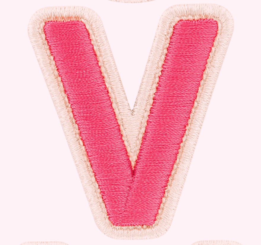 Bubblegum Rolled Embroidery Letter Patch