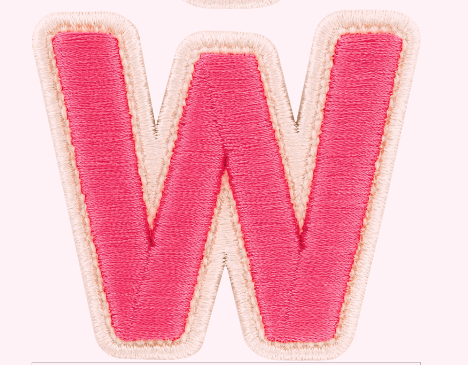 Bubblegum Rolled Embroidery Letter Patch