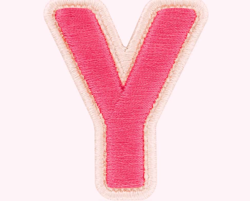 Bubblegum Rolled Embroidery Letter Patch