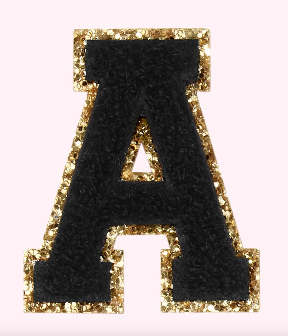 Noir Glitter Varsity Letter Patch