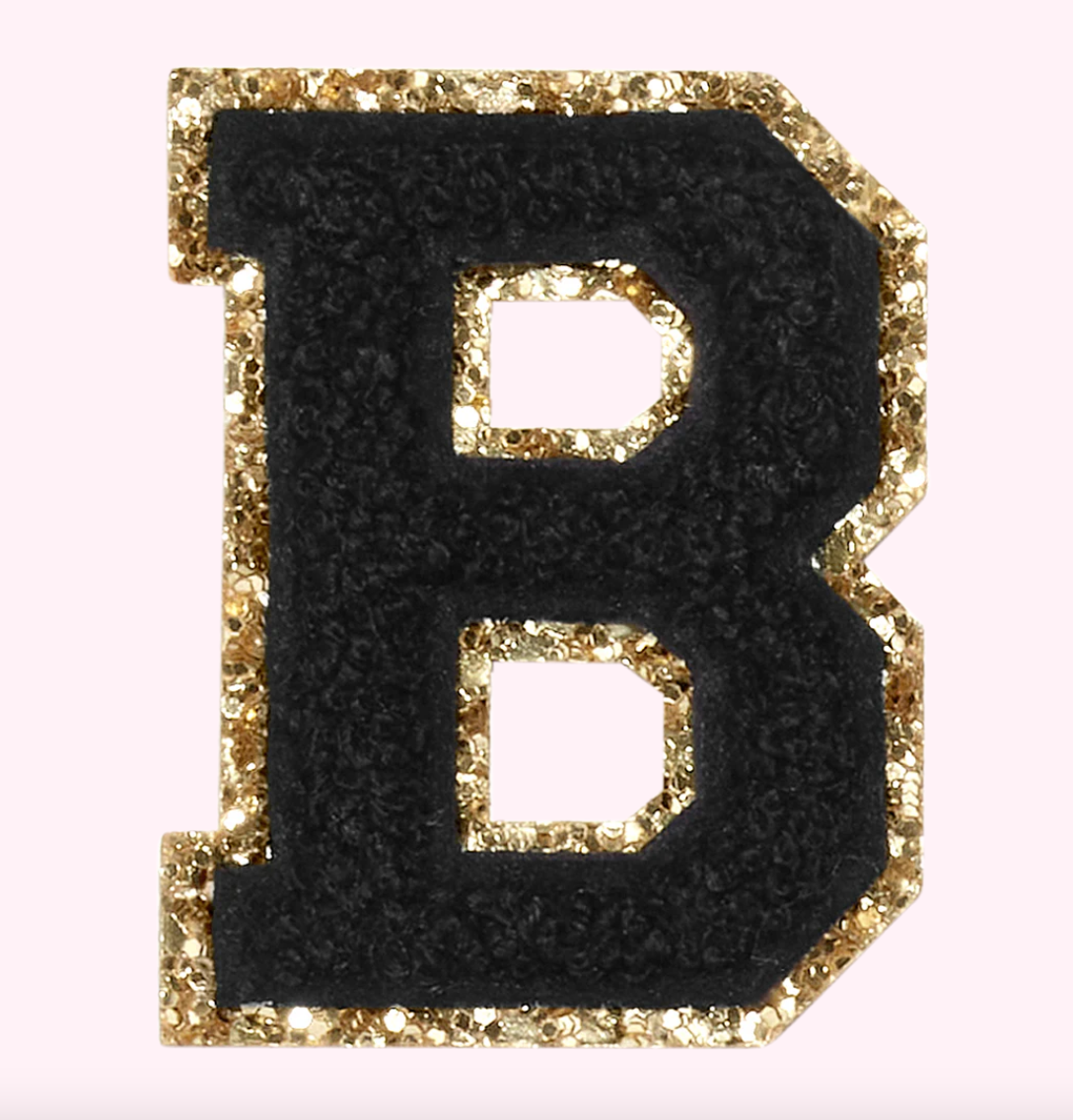 Noir Glitter Varsity Letter Patch
