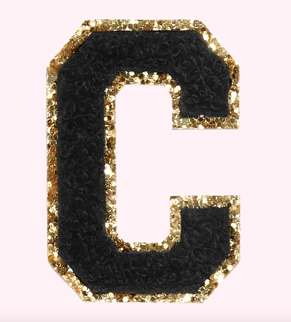 Noir Glitter Varsity Letter Patch