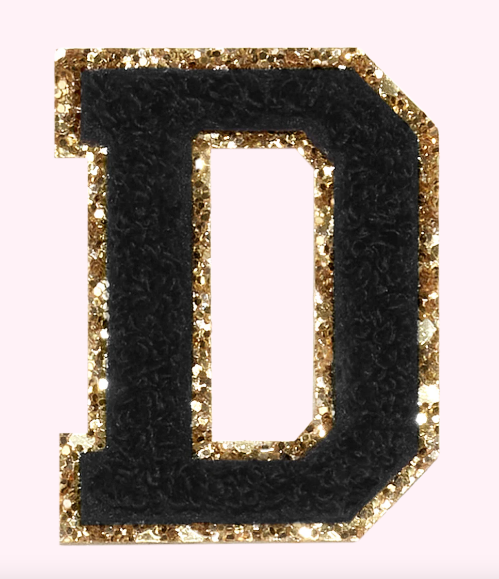 Noir Glitter Varsity Letter Patch