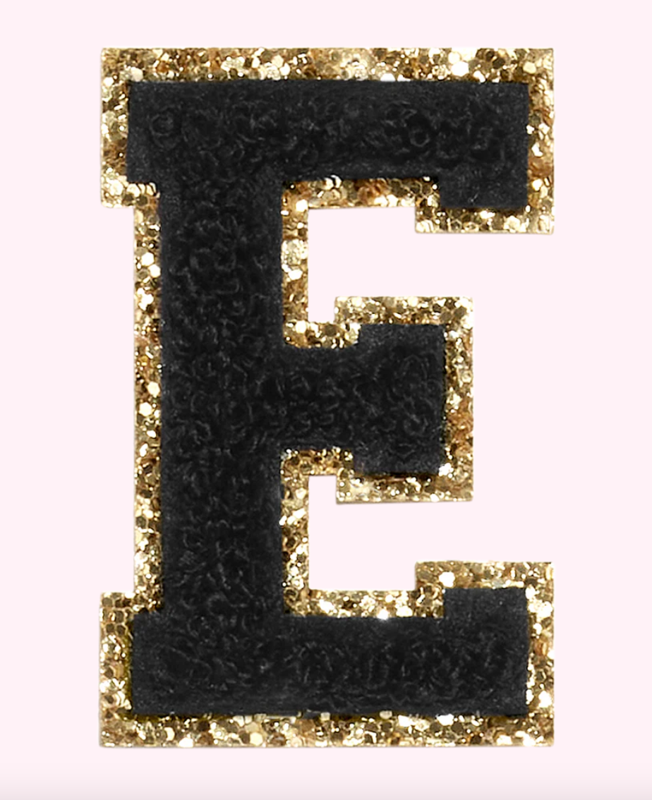 Noir Glitter Varsity Letter Patch