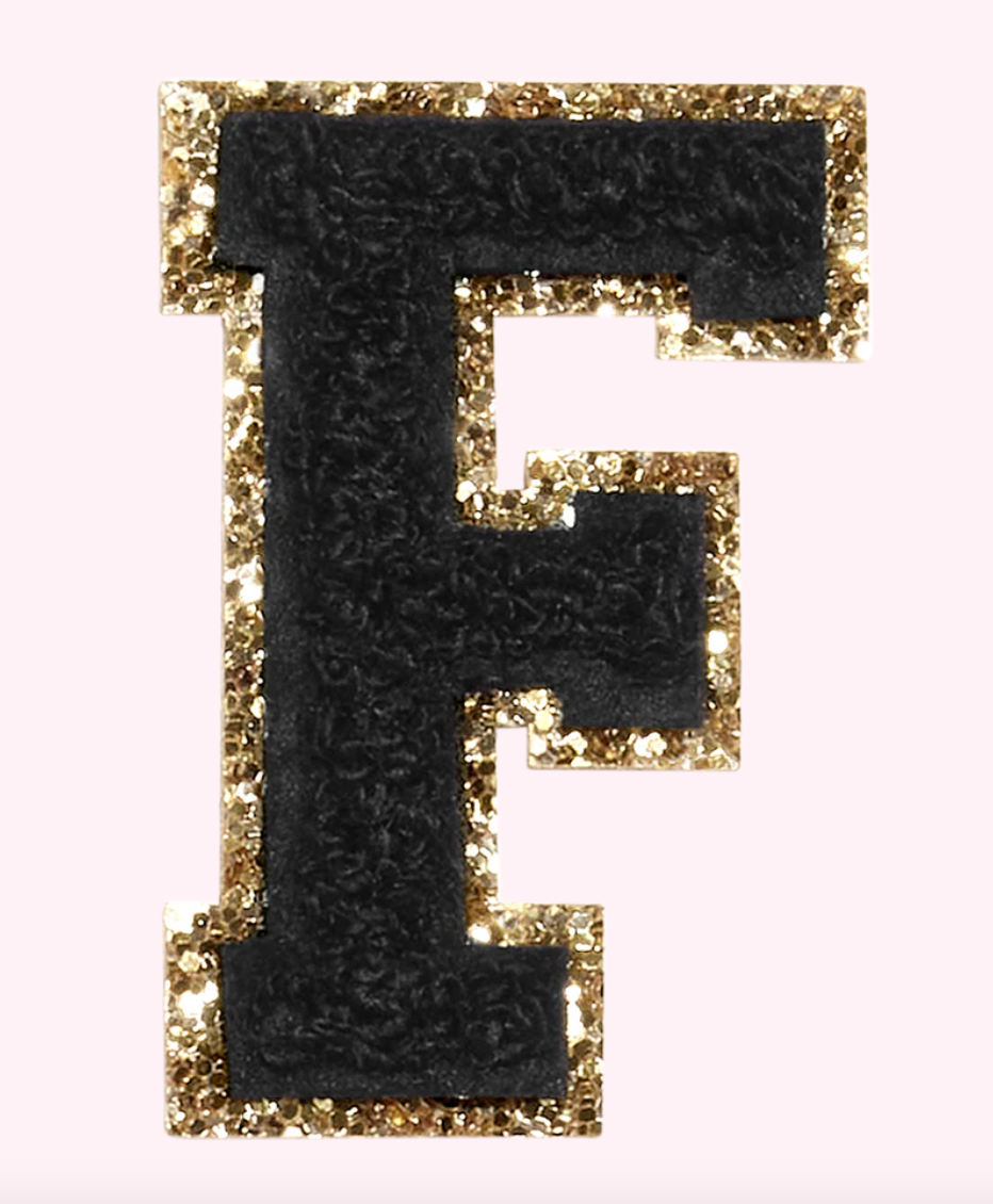 Noir Glitter Varsity Letter Patch