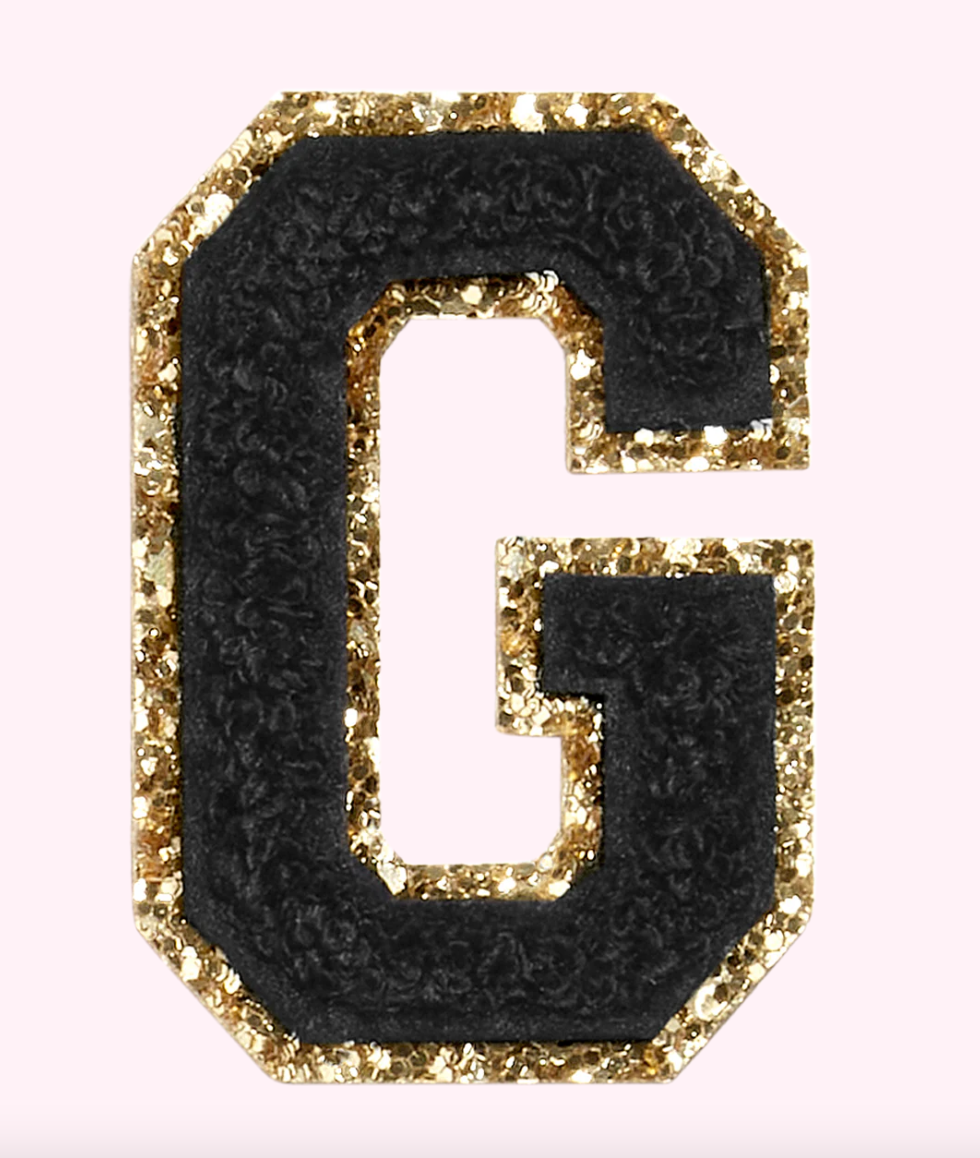Noir Glitter Varsity Letter Patch