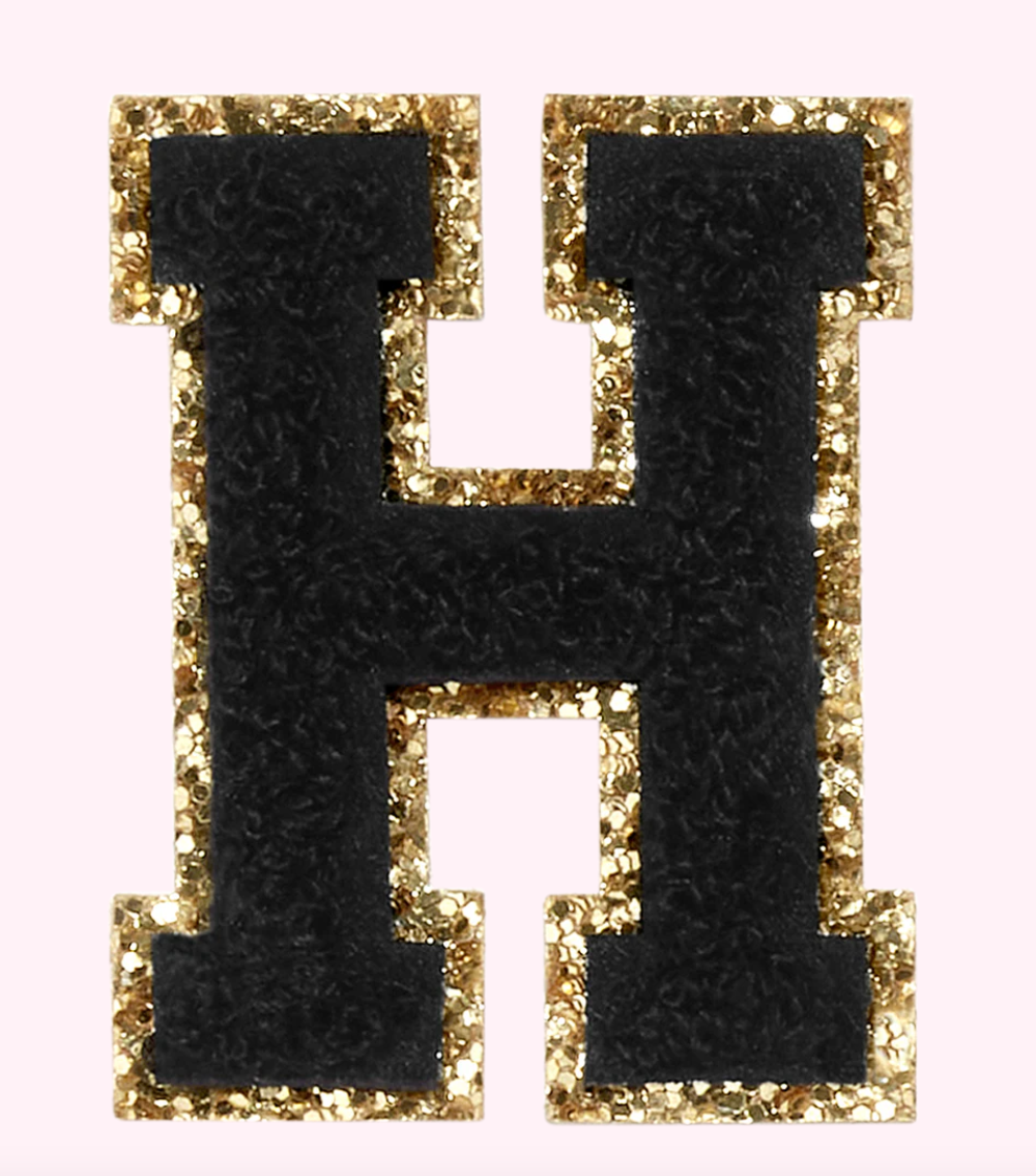 Noir Glitter Varsity Letter Patch