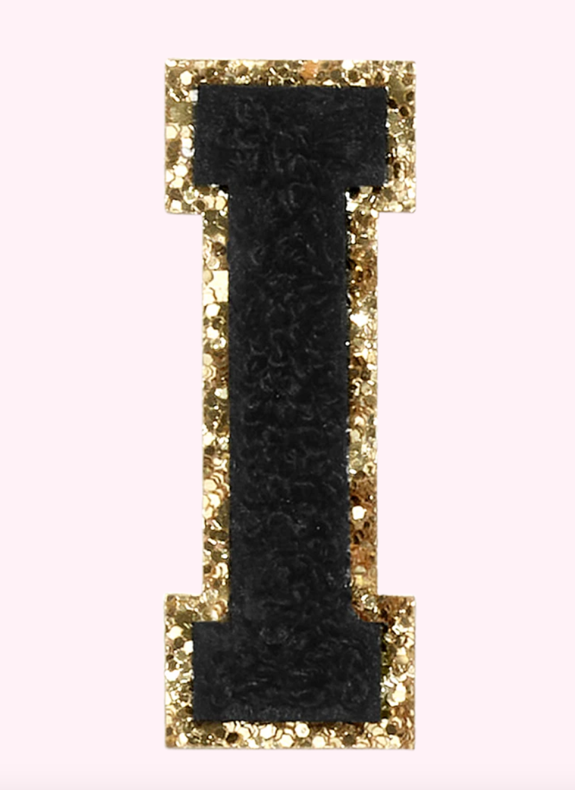 Noir Glitter Varsity Letter Patch