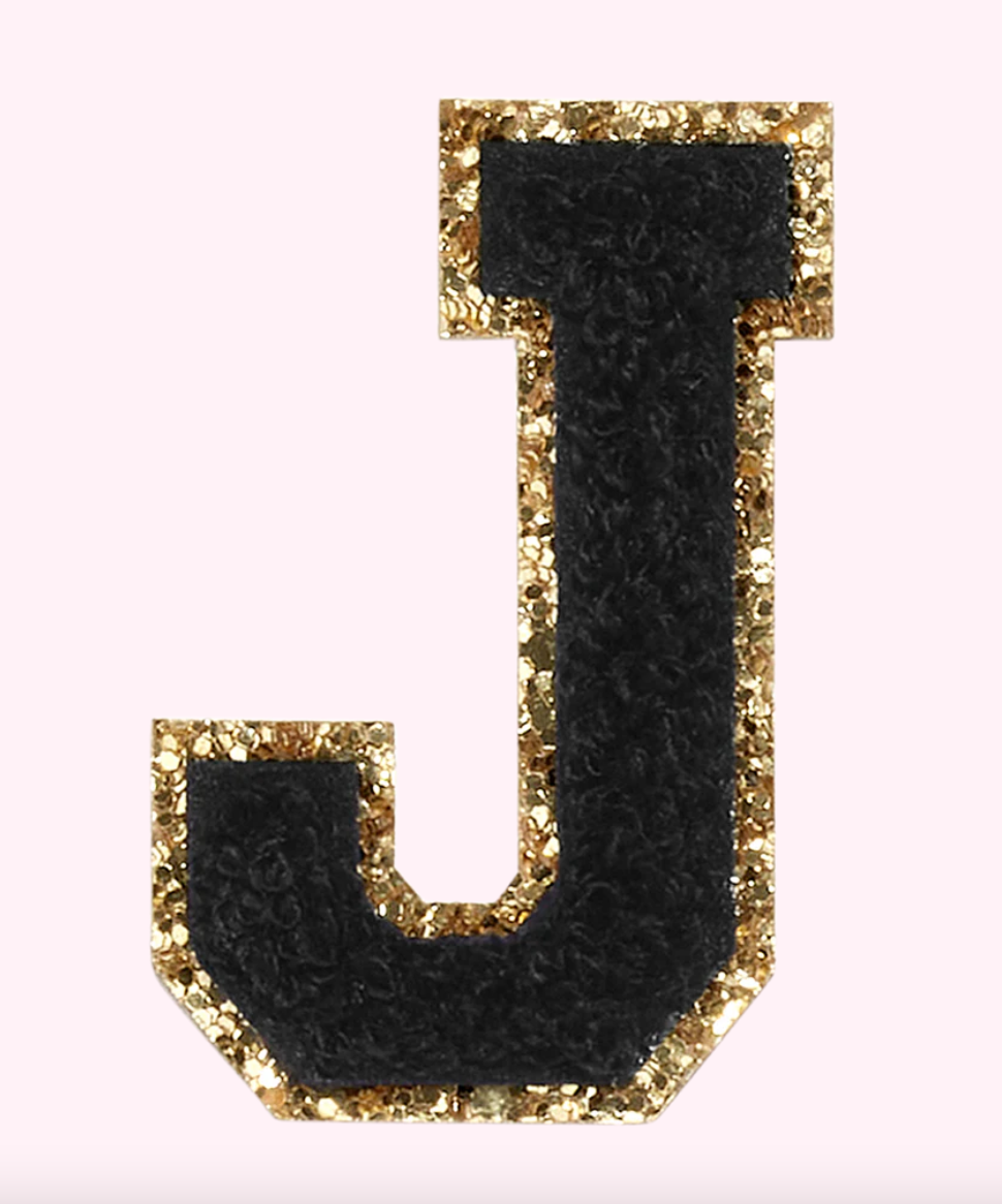 Noir Glitter Varsity Letter Patch