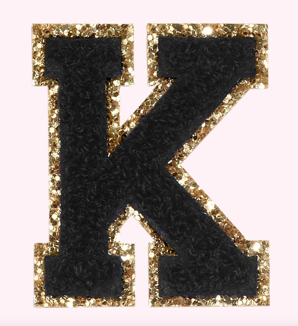 Noir Glitter Varsity Letter Patch