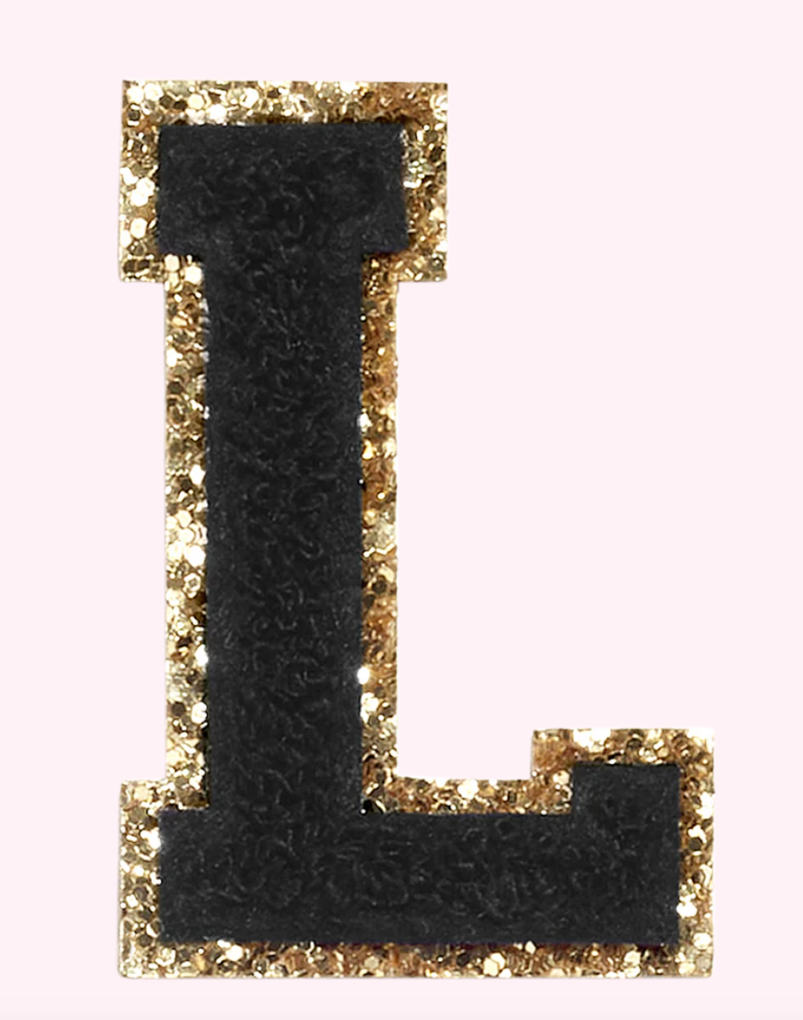 Noir Glitter Varsity Letter Patch