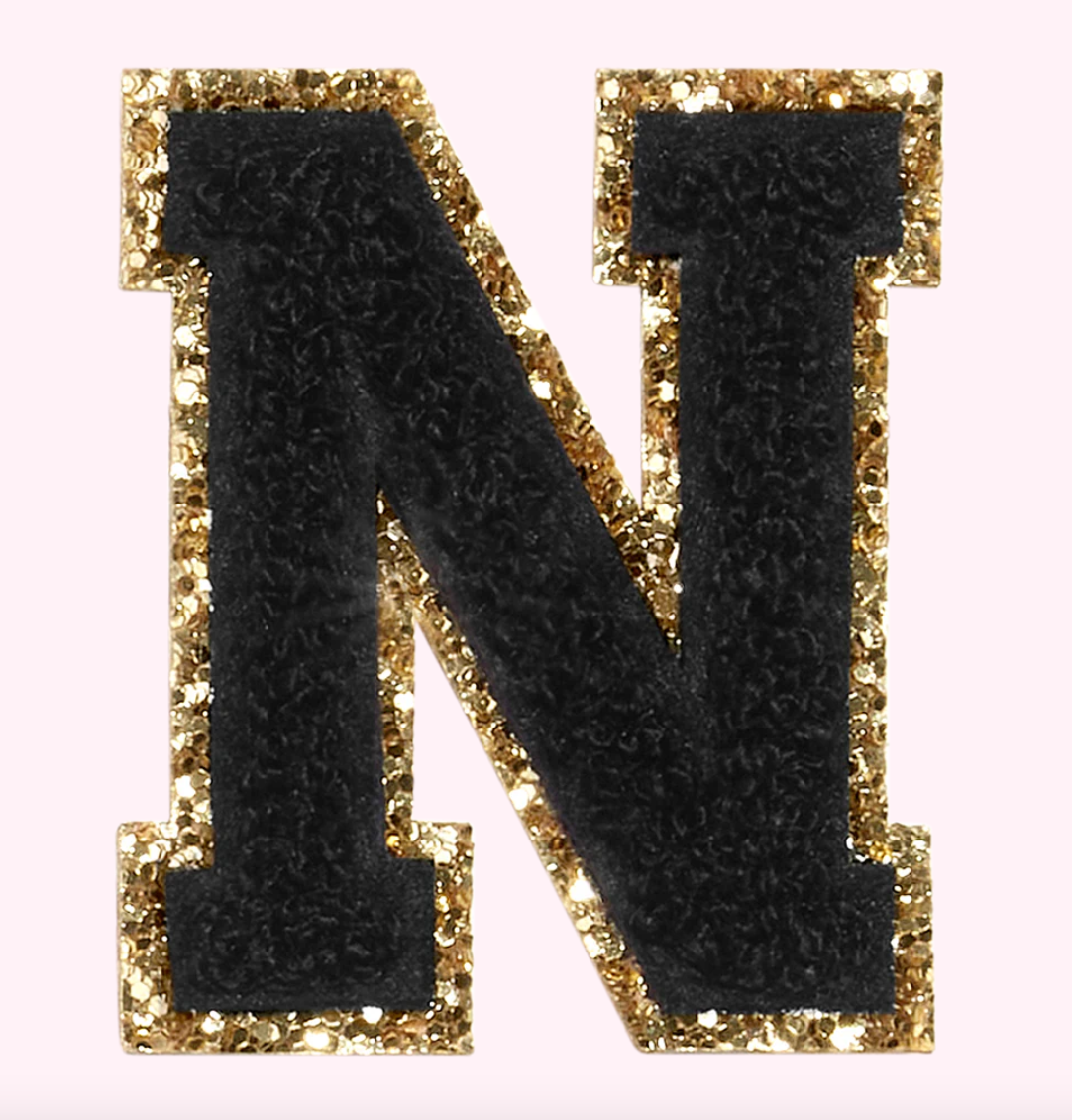 Noir Glitter Varsity Letter Patch