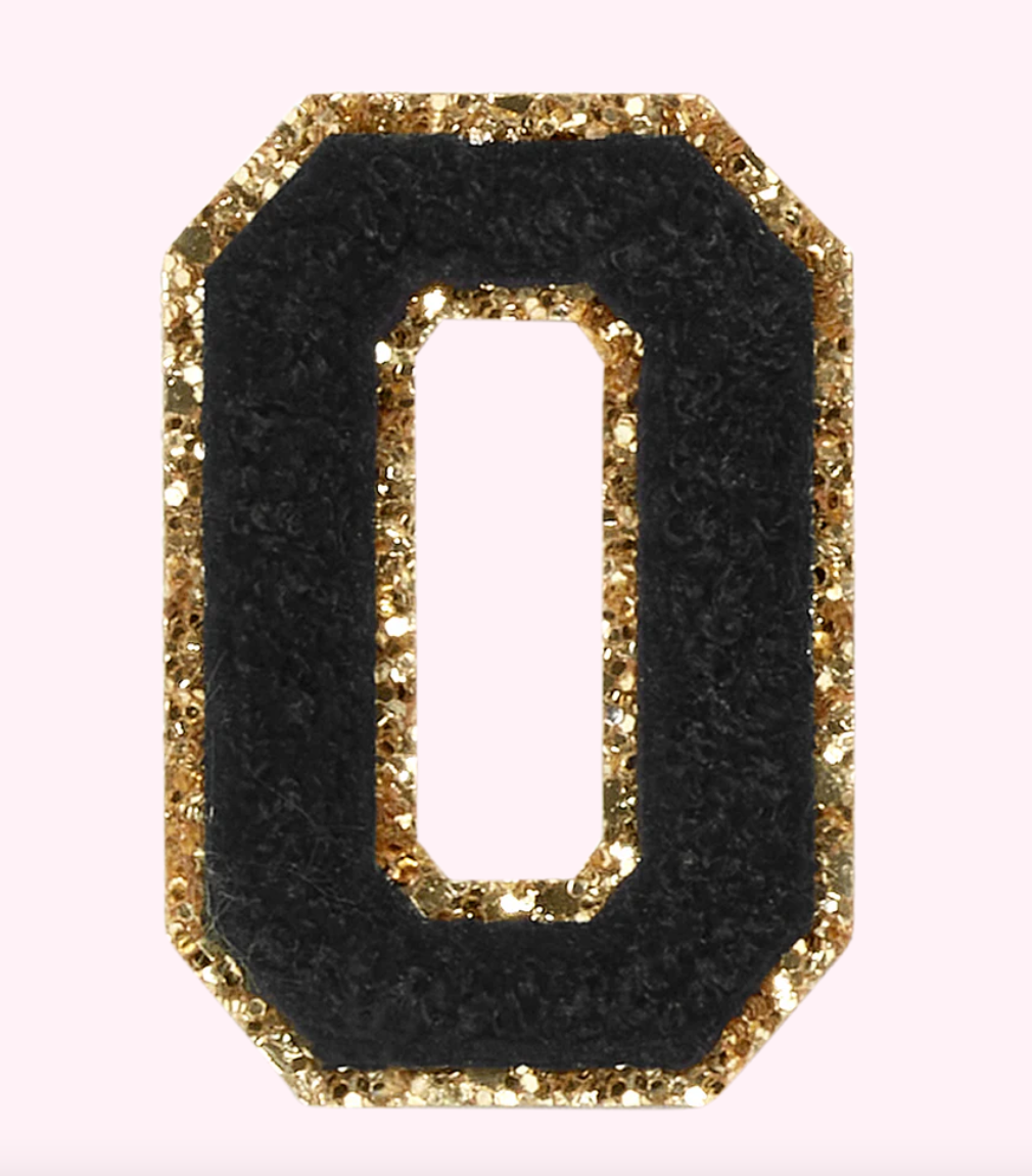 Noir Glitter Varsity Letter Patch