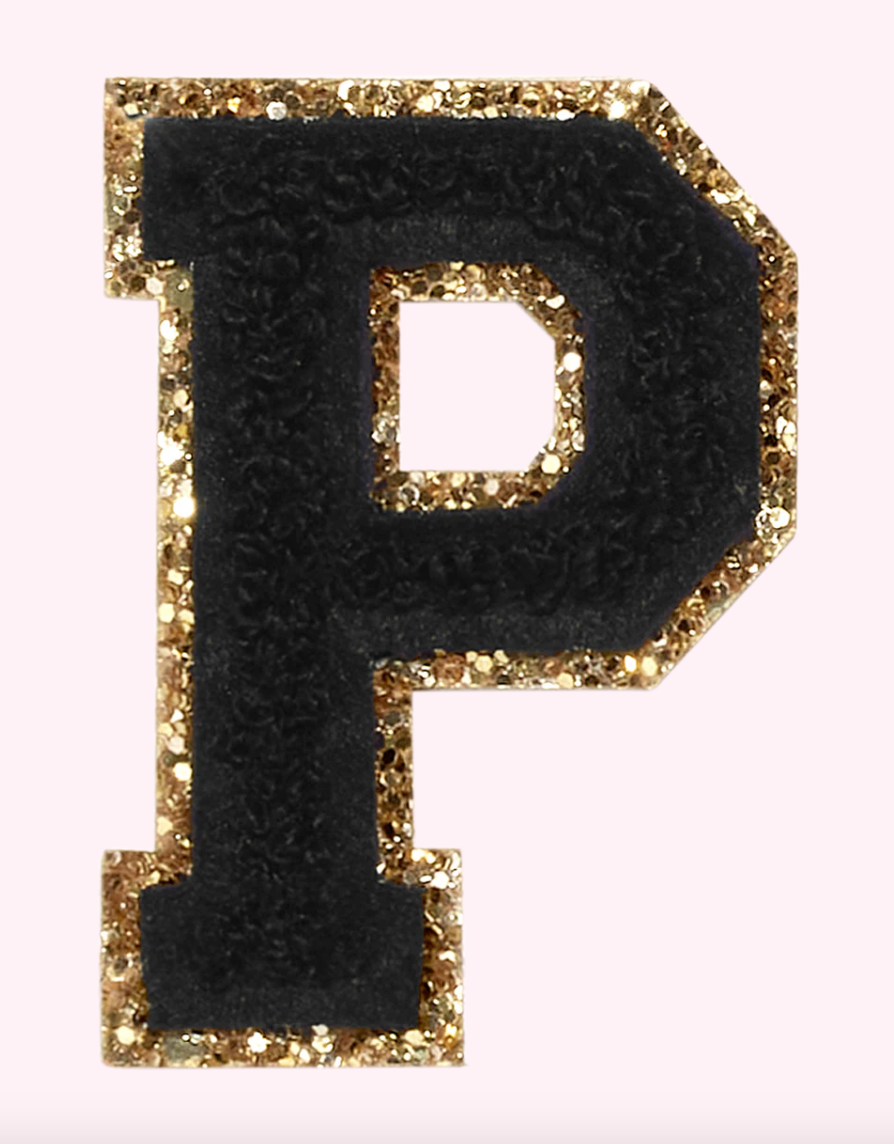 Noir Glitter Varsity Letter Patch