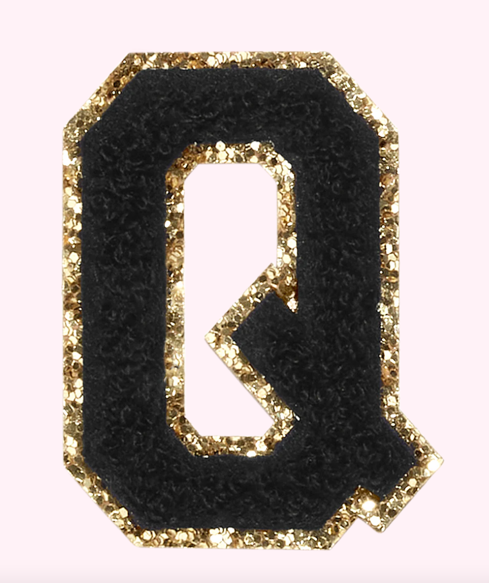 Noir Glitter Varsity Letter Patch