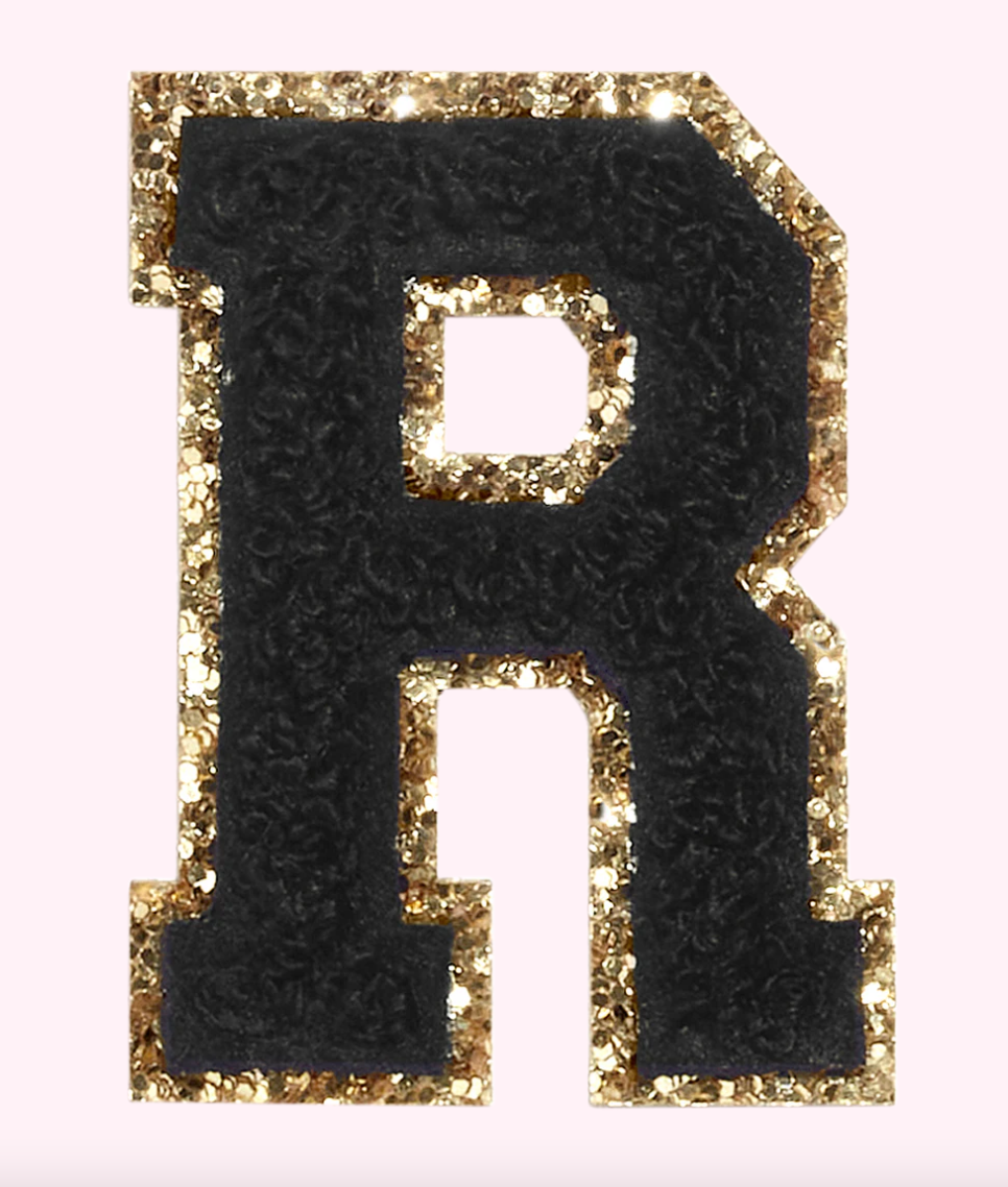 Noir Glitter Varsity Letter Patch