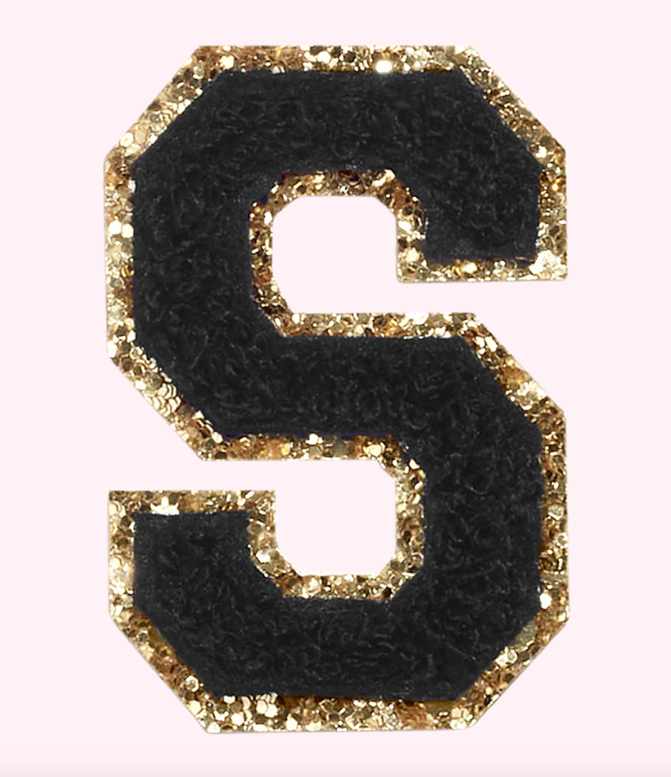 Noir Glitter Varsity Letter Patch
