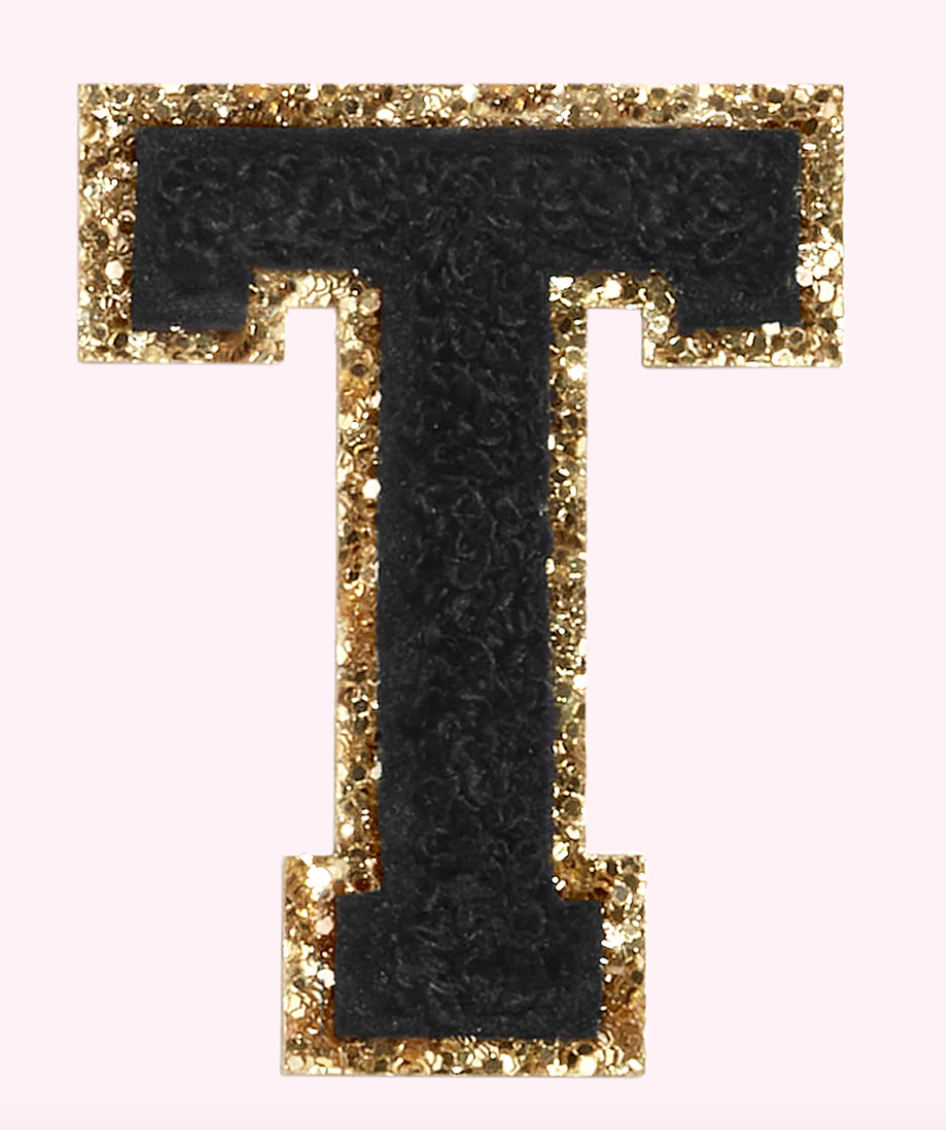 Noir Glitter Varsity Letter Patch