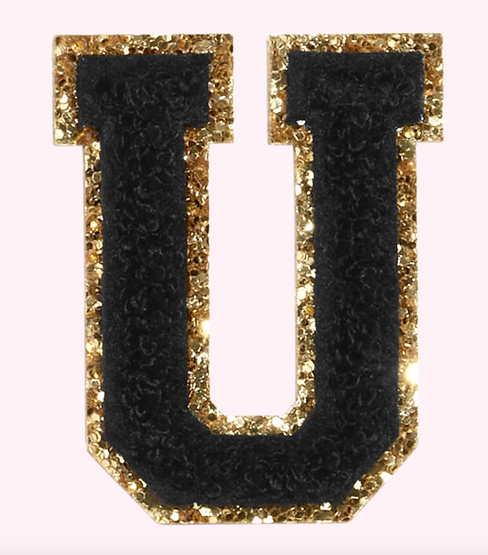 Noir Glitter Varsity Letter Patch