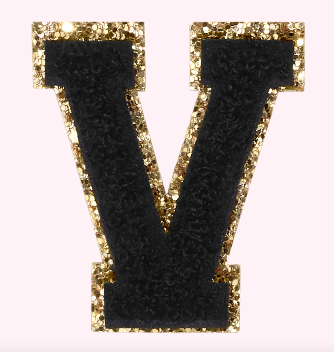 Noir Glitter Varsity Letter Patch