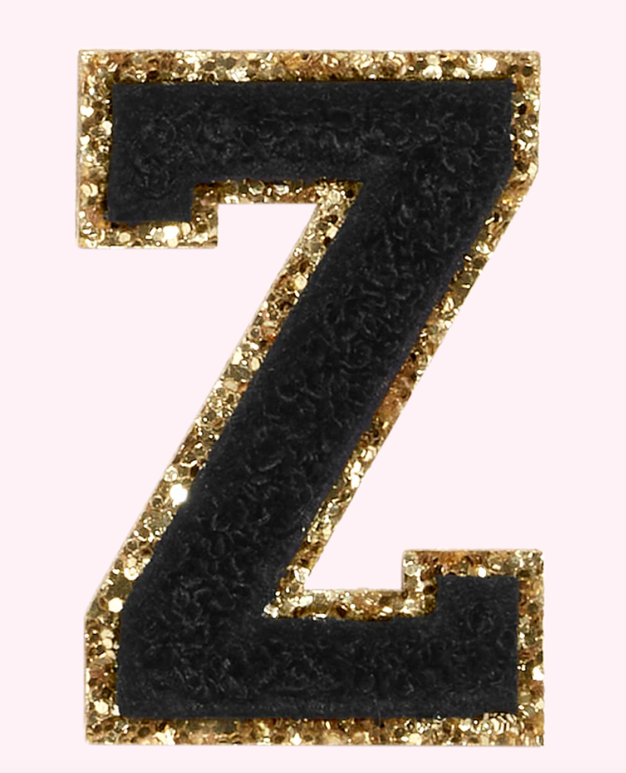 Noir Glitter Varsity Letter Patch