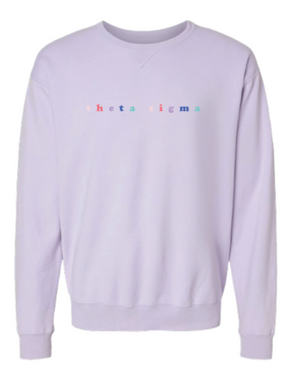 Theta Sigma Embroidered MULTI-COLOR Crewneck Sweatshirt (PREORDER)