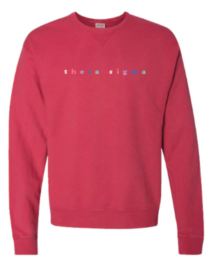 Theta Sigma Embroidered MULTI-COLOR Crewneck Sweatshirt (PREORDER)