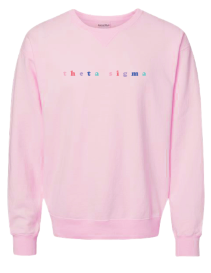 Theta Sigma Embroidered MULTI-COLOR Crewneck Sweatshirt (PREORDER)