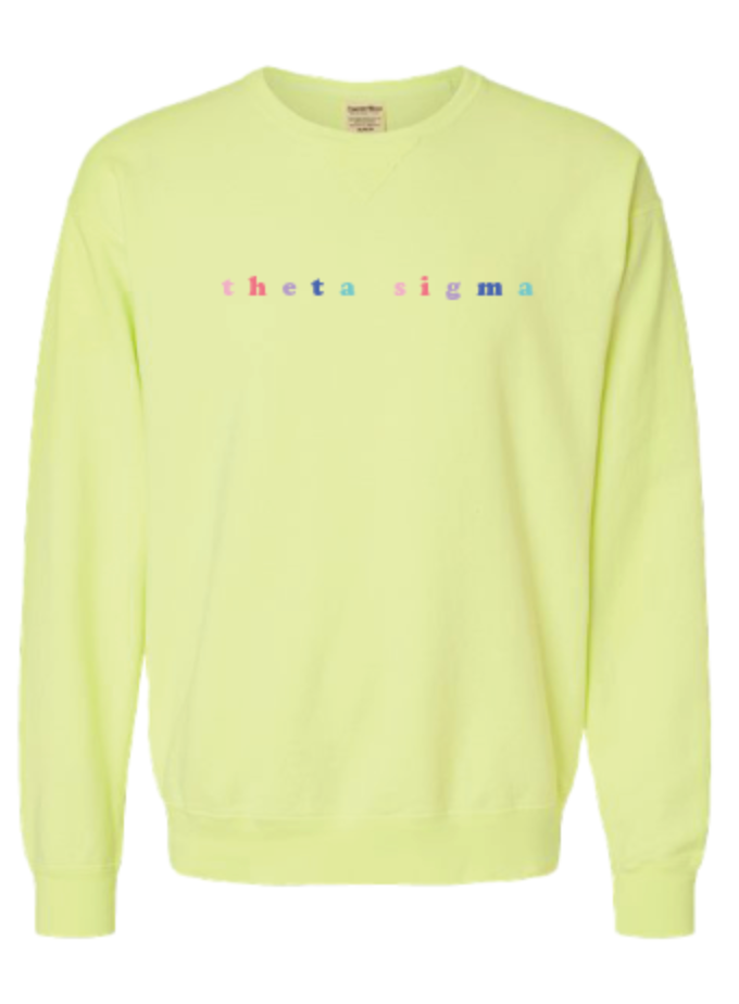 Theta Sigma Embroidered MULTI-COLOR Crewneck Sweatshirt (PREORDER)