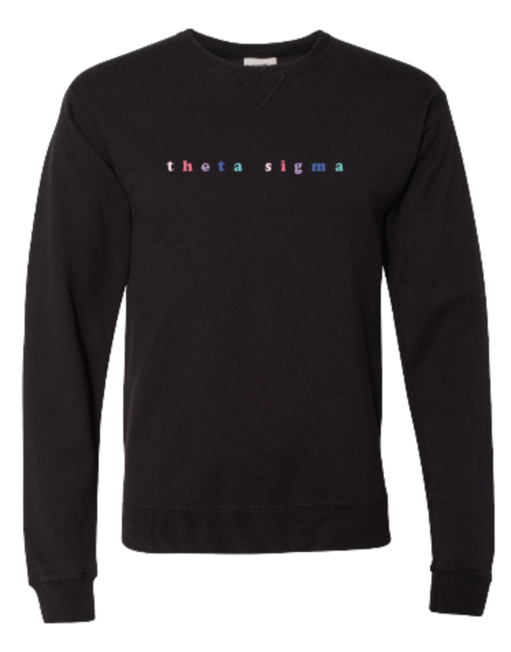 Theta Sigma Embroidered MULTI-COLOR Crewneck Sweatshirt (PREORDER)