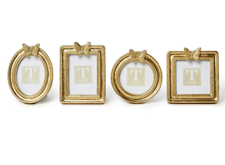 Golden Butterfly Set of 4 Gold Leaf Finish Photo Frames Includes 4 Styles
