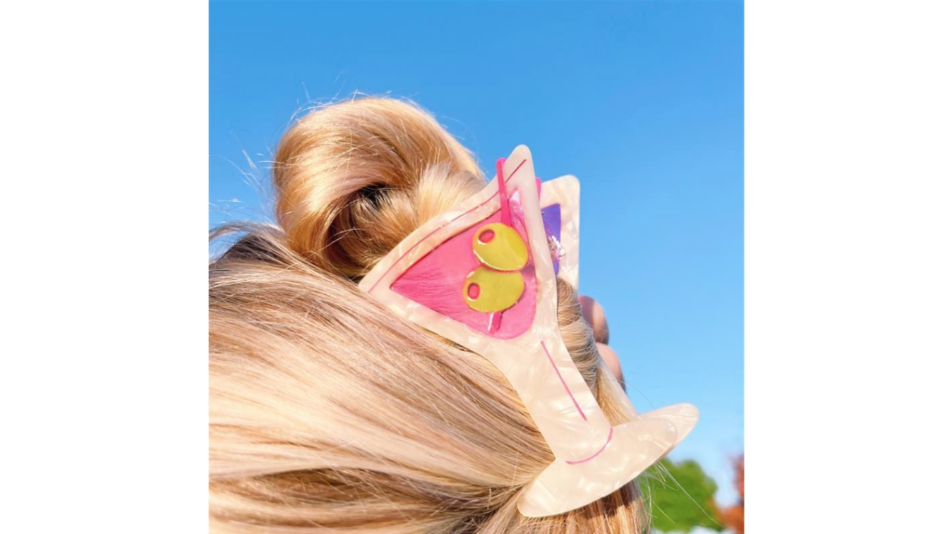 say cheers martini hair claw clip
