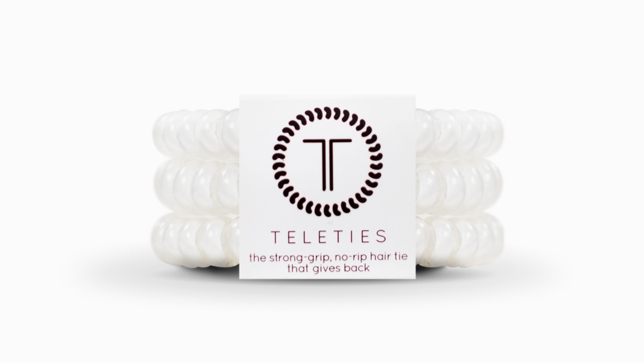 TELETIES Spiral Hair Coils | Large | Coconut White Hair Ties
